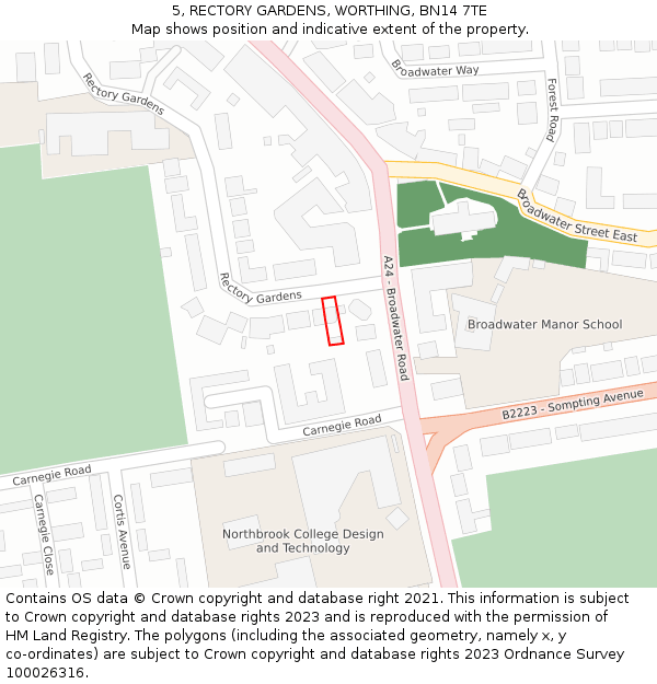 5, RECTORY GARDENS, WORTHING, BN14 7TE: Location map and indicative extent of plot