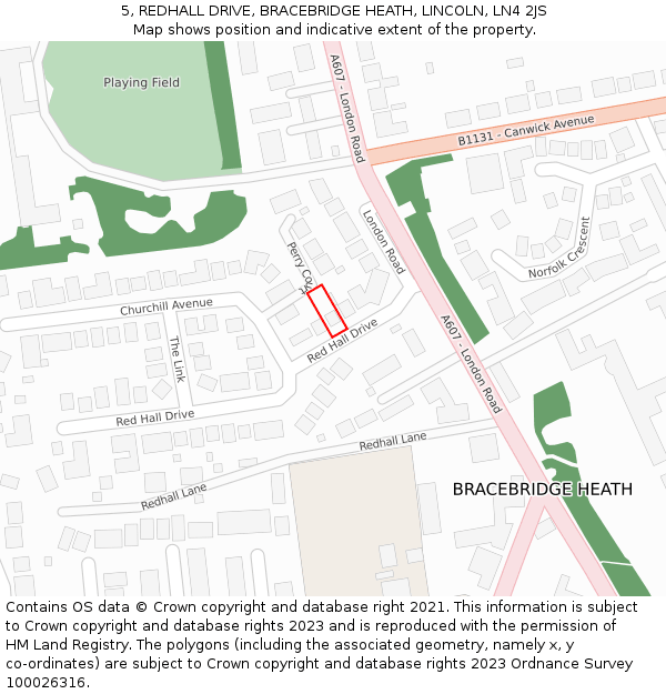 5, REDHALL DRIVE, BRACEBRIDGE HEATH, LINCOLN, LN4 2JS: Location map and indicative extent of plot