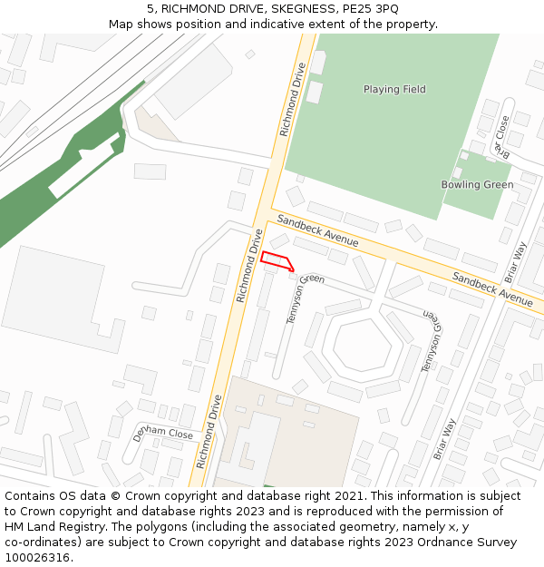 5, RICHMOND DRIVE, SKEGNESS, PE25 3PQ: Location map and indicative extent of plot