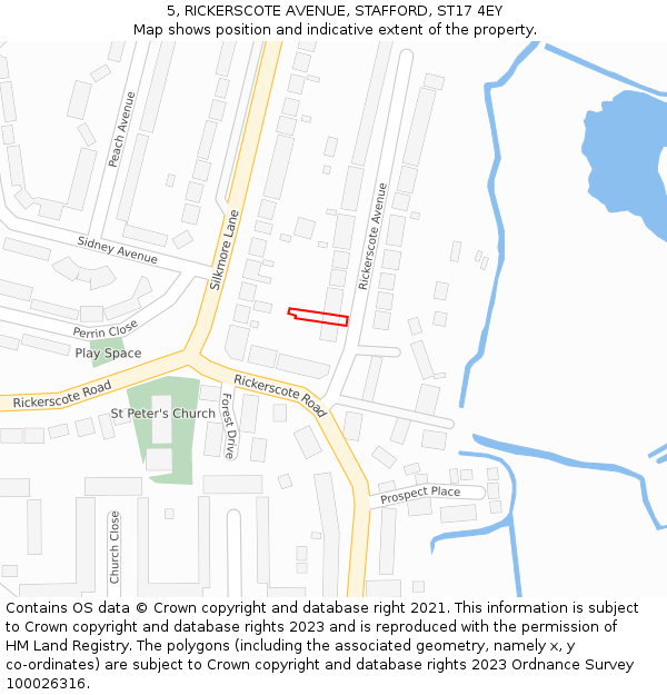 5, RICKERSCOTE AVENUE, STAFFORD, ST17 4EY: Location map and indicative extent of plot