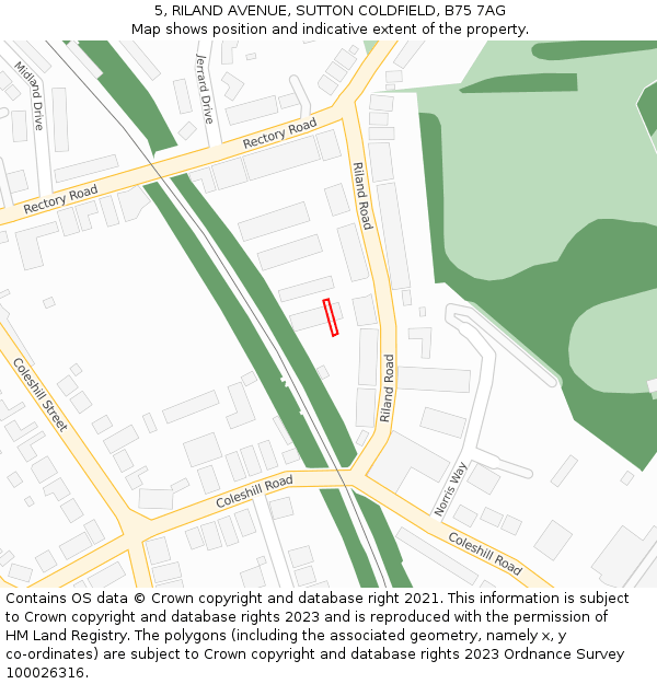 5, RILAND AVENUE, SUTTON COLDFIELD, B75 7AG: Location map and indicative extent of plot