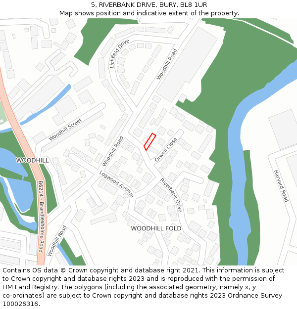 5, RIVERBANK DRIVE, BURY, BL8 1UR: Location map and indicative extent of plot