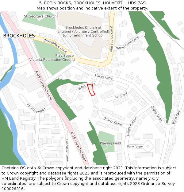 5, ROBIN ROCKS, BROCKHOLES, HOLMFIRTH, HD9 7AS: Location map and indicative extent of plot