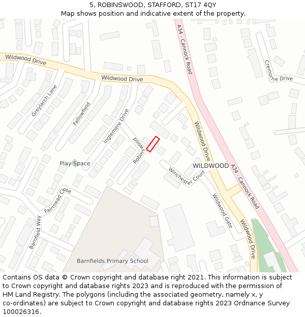 5, ROBINSWOOD, STAFFORD, ST17 4QY: Location map and indicative extent of plot