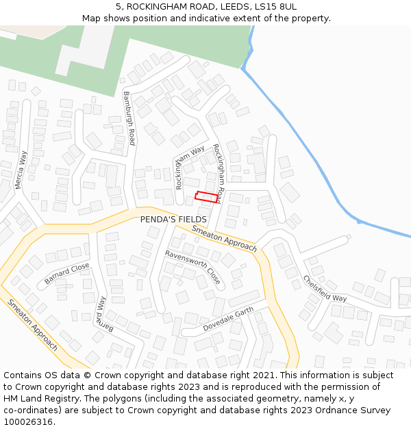 5, ROCKINGHAM ROAD, LEEDS, LS15 8UL: Location map and indicative extent of plot