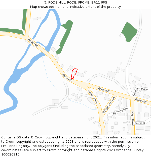 5, RODE HILL, RODE, FROME, BA11 6PS: Location map and indicative extent of plot