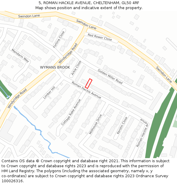 5, ROMAN HACKLE AVENUE, CHELTENHAM, GL50 4RF: Location map and indicative extent of plot