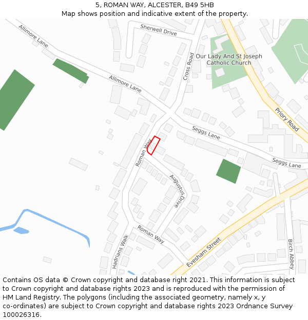 5, ROMAN WAY, ALCESTER, B49 5HB: Location map and indicative extent of plot
