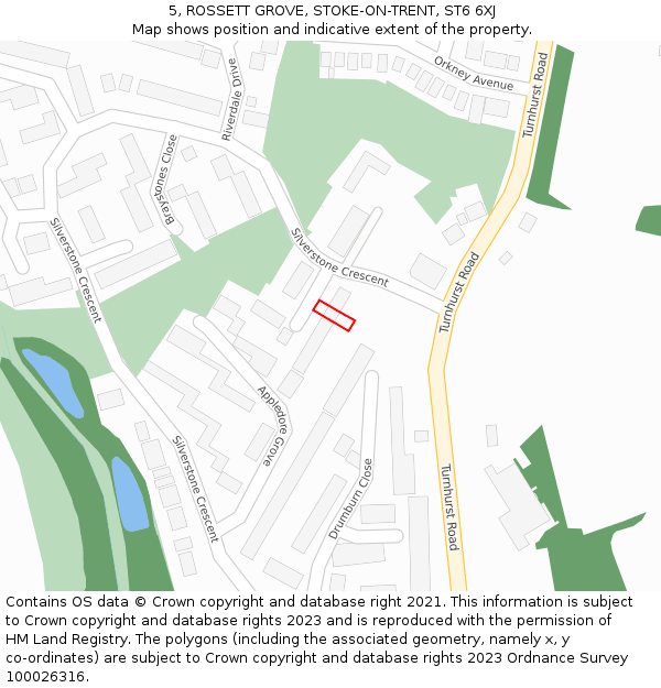 5, ROSSETT GROVE, STOKE-ON-TRENT, ST6 6XJ: Location map and indicative extent of plot