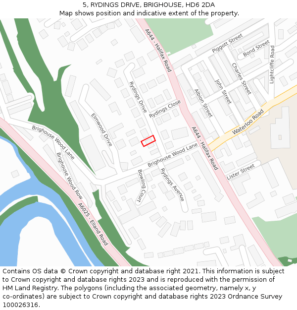 5, RYDINGS DRIVE, BRIGHOUSE, HD6 2DA: Location map and indicative extent of plot