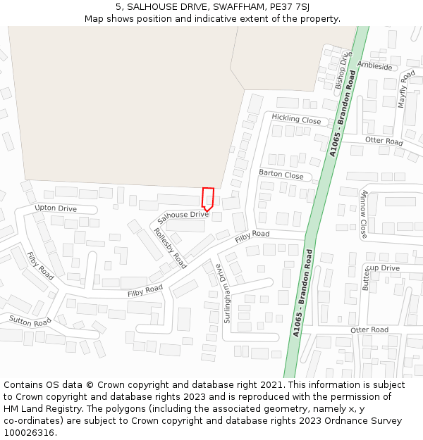 5, SALHOUSE DRIVE, SWAFFHAM, PE37 7SJ: Location map and indicative extent of plot