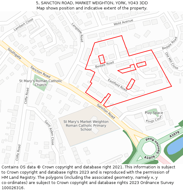5, SANCTON ROAD, MARKET WEIGHTON, YORK, YO43 3DD: Location map and indicative extent of plot