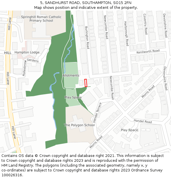 5, SANDHURST ROAD, SOUTHAMPTON, SO15 2FN: Location map and indicative extent of plot