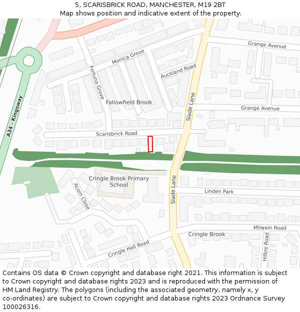 5, SCARISBRICK ROAD, MANCHESTER, M19 2BT: Location map and indicative extent of plot