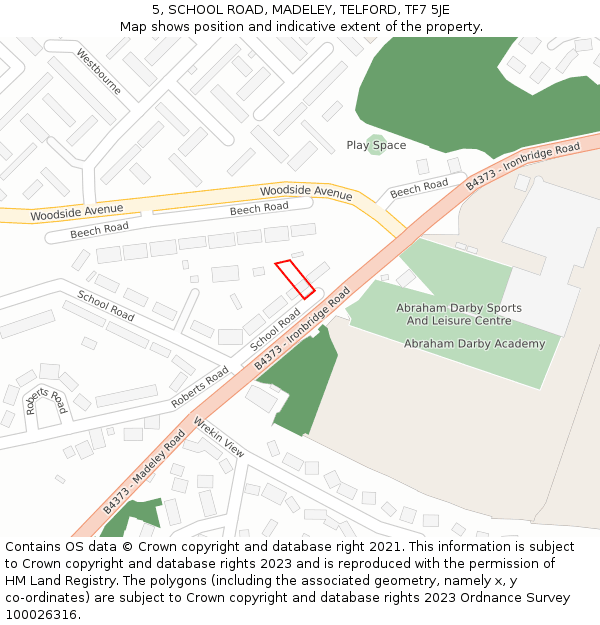 5, SCHOOL ROAD, MADELEY, TELFORD, TF7 5JE: Location map and indicative extent of plot