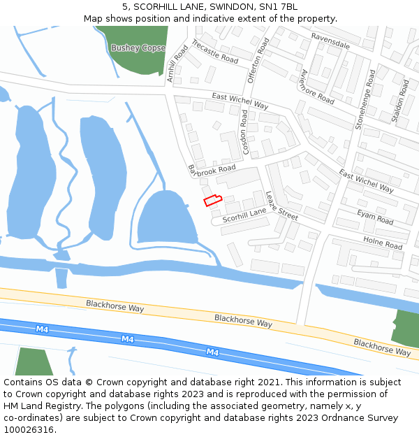 5, SCORHILL LANE, SWINDON, SN1 7BL: Location map and indicative extent of plot