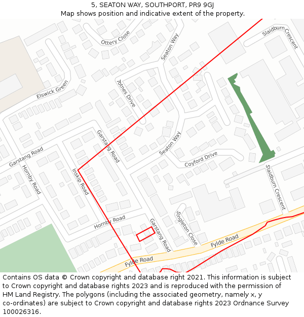5, SEATON WAY, SOUTHPORT, PR9 9GJ: Location map and indicative extent of plot