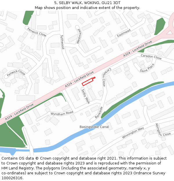 5, SELBY WALK, WOKING, GU21 3DT: Location map and indicative extent of plot