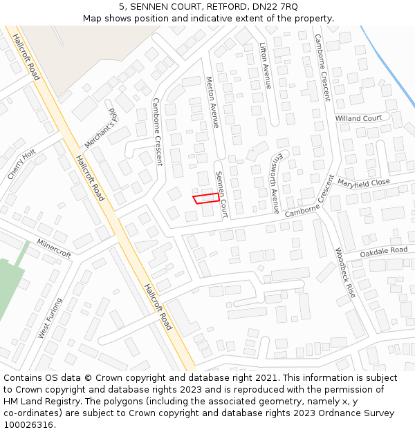 5, SENNEN COURT, RETFORD, DN22 7RQ: Location map and indicative extent of plot