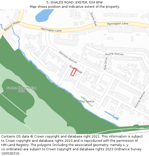 5, SHALES ROAD, EXETER, EX4 8FW: Location map and indicative extent of plot