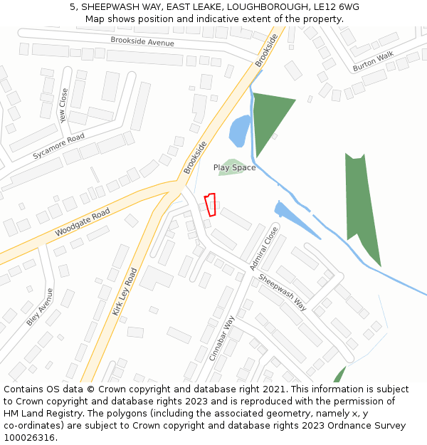 5, SHEEPWASH WAY, EAST LEAKE, LOUGHBOROUGH, LE12 6WG: Location map and indicative extent of plot