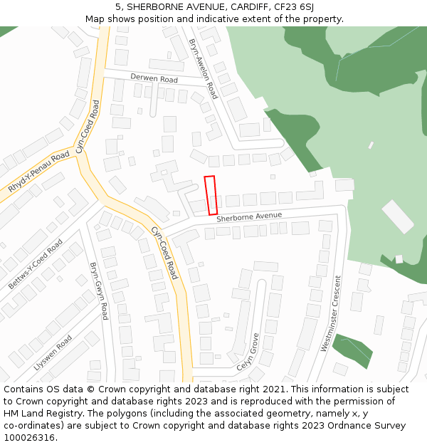 5, SHERBORNE AVENUE, CARDIFF, CF23 6SJ: Location map and indicative extent of plot