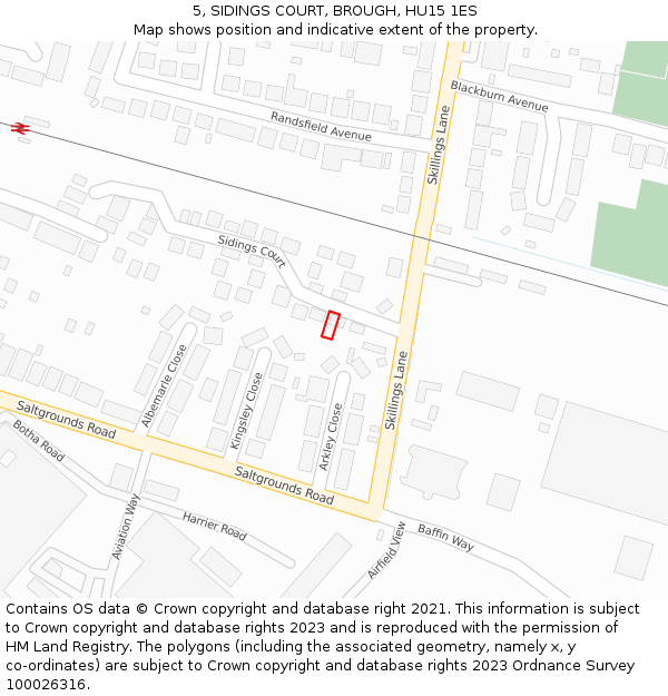5, SIDINGS COURT, BROUGH, HU15 1ES: Location map and indicative extent of plot