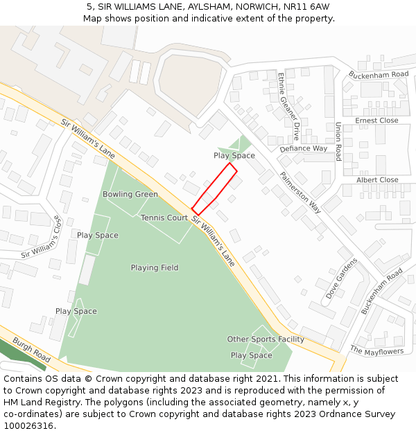 5, SIR WILLIAMS LANE, AYLSHAM, NORWICH, NR11 6AW: Location map and indicative extent of plot