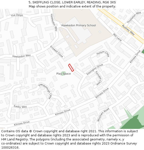 5, SKEFFLING CLOSE, LOWER EARLEY, READING, RG6 3XS: Location map and indicative extent of plot
