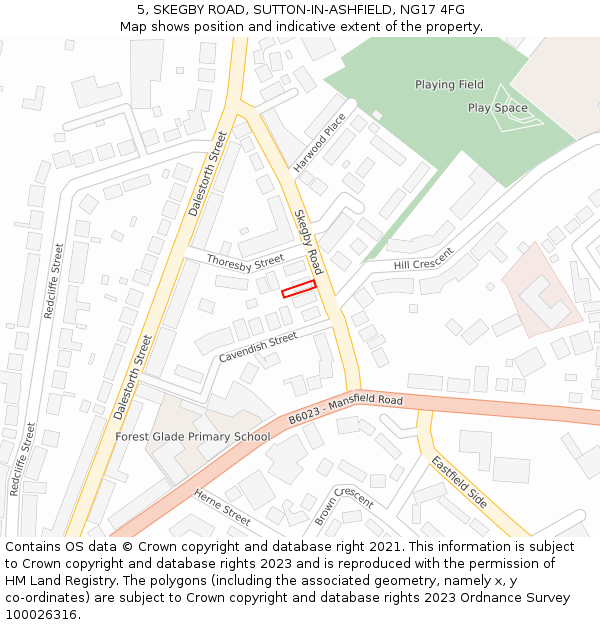 5, SKEGBY ROAD, SUTTON-IN-ASHFIELD, NG17 4FG: Location map and indicative extent of plot