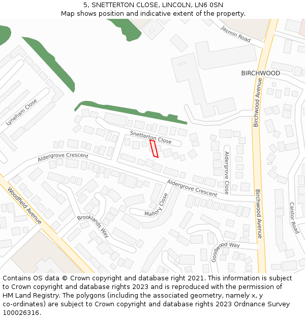 5, SNETTERTON CLOSE, LINCOLN, LN6 0SN: Location map and indicative extent of plot