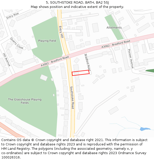 5, SOUTHSTOKE ROAD, BATH, BA2 5SJ: Location map and indicative extent of plot
