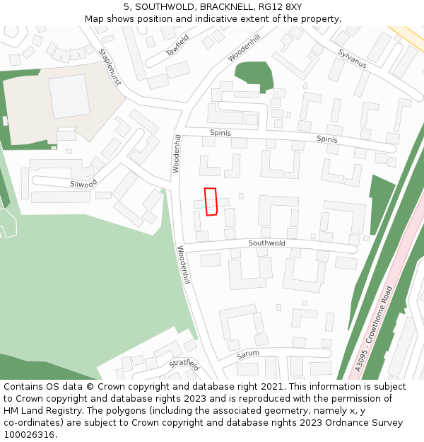 5, SOUTHWOLD, BRACKNELL, RG12 8XY: Location map and indicative extent of plot