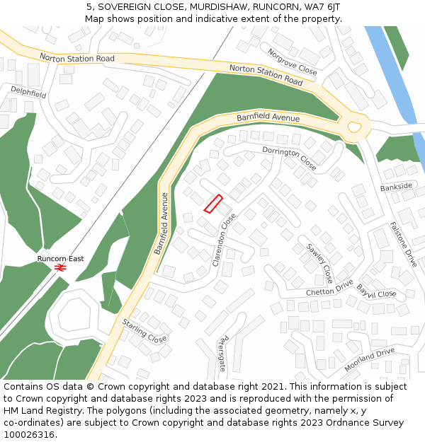 5, SOVEREIGN CLOSE, MURDISHAW, RUNCORN, WA7 6JT: Location map and indicative extent of plot