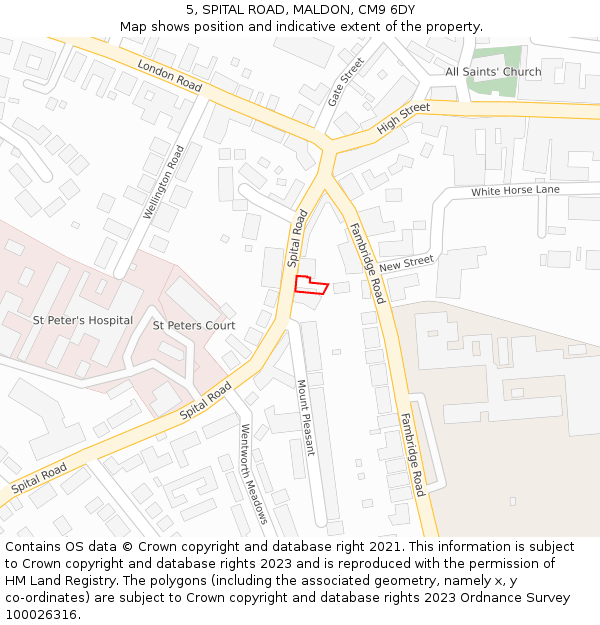 5, SPITAL ROAD, MALDON, CM9 6DY: Location map and indicative extent of plot