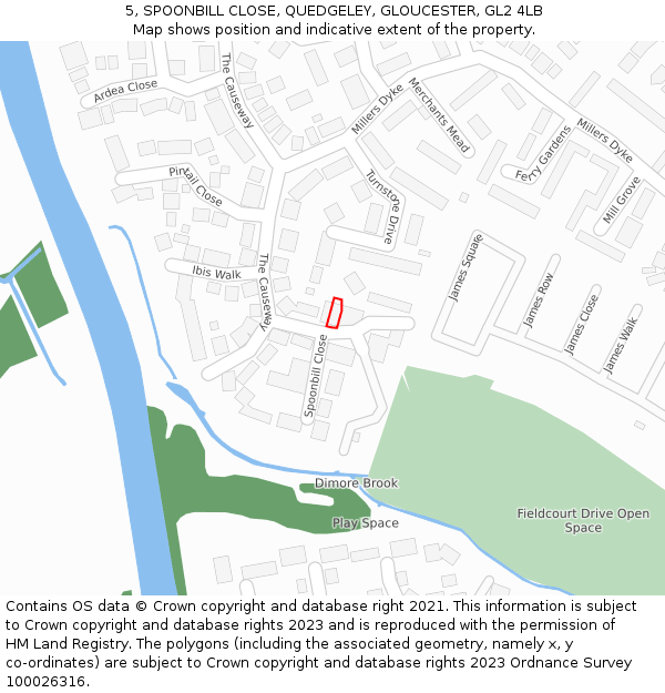 5, SPOONBILL CLOSE, QUEDGELEY, GLOUCESTER, GL2 4LB: Location map and indicative extent of plot