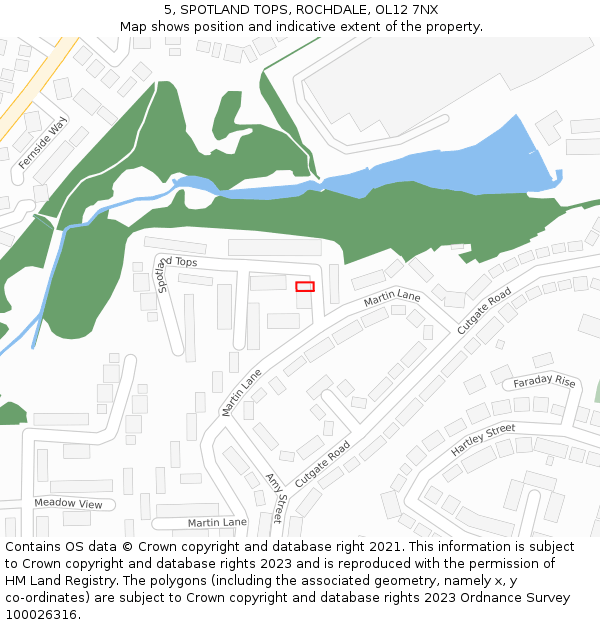 5, SPOTLAND TOPS, ROCHDALE, OL12 7NX: Location map and indicative extent of plot