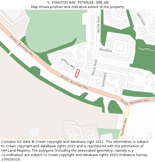 5, STAINTON WAY, PETERLEE, SR8 2BJ: Location map and indicative extent of plot