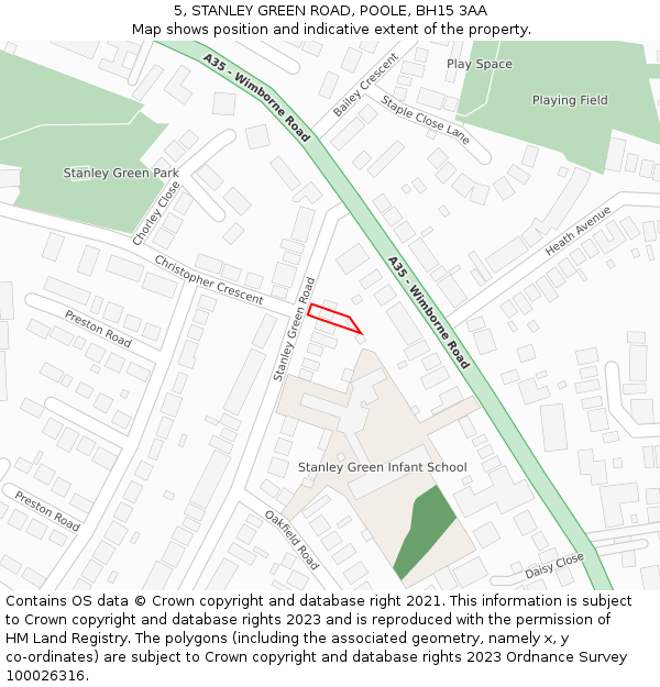 5, STANLEY GREEN ROAD, POOLE, BH15 3AA: Location map and indicative extent of plot