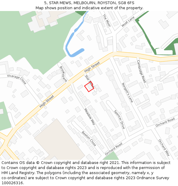 5, STAR MEWS, MELBOURN, ROYSTON, SG8 6FS: Location map and indicative extent of plot