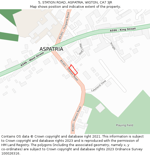 5, STATION ROAD, ASPATRIA, WIGTON, CA7 3JR: Location map and indicative extent of plot