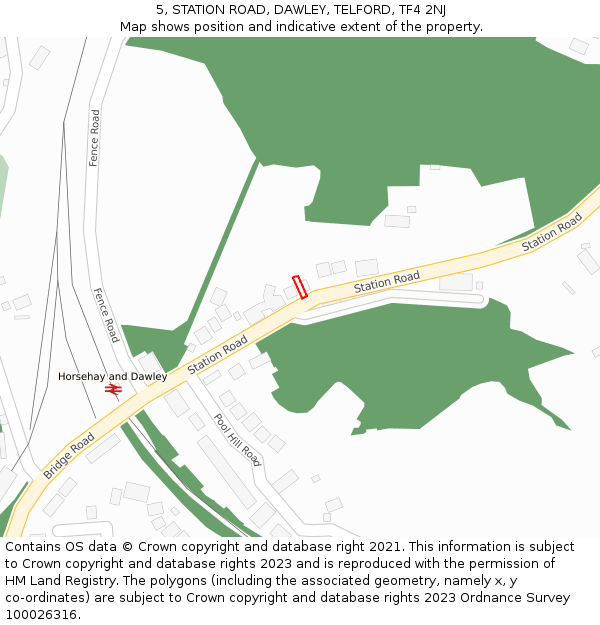 5, STATION ROAD, DAWLEY, TELFORD, TF4 2NJ: Location map and indicative extent of plot