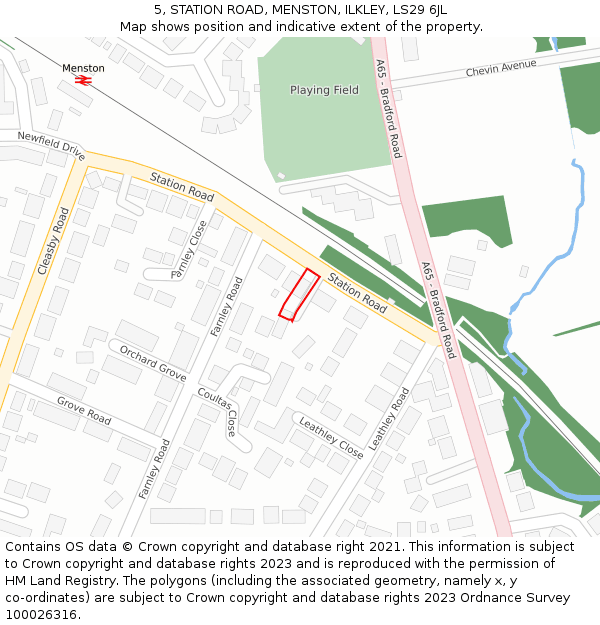 5, STATION ROAD, MENSTON, ILKLEY, LS29 6JL: Location map and indicative extent of plot