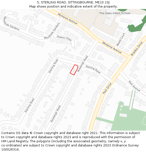 5, STERLING ROAD, SITTINGBOURNE, ME10 1SJ: Location map and indicative extent of plot