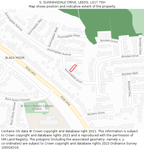 5, SUNNINGDALE DRIVE, LEEDS, LS17 7SH: Location map and indicative extent of plot