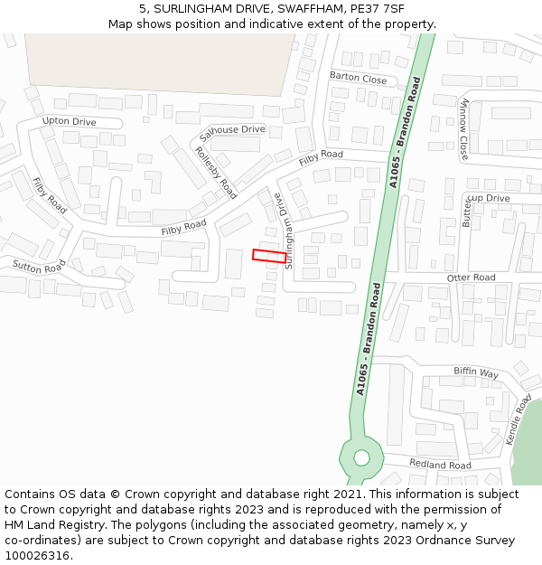 5, SURLINGHAM DRIVE, SWAFFHAM, PE37 7SF: Location map and indicative extent of plot