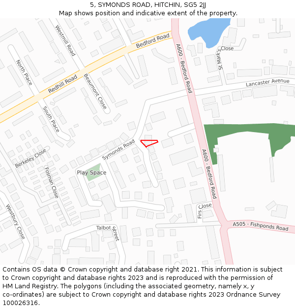 5, SYMONDS ROAD, HITCHIN, SG5 2JJ: Location map and indicative extent of plot