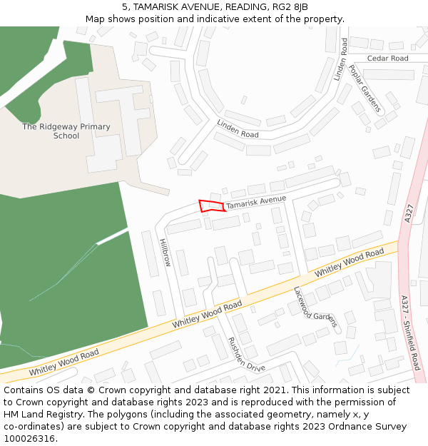 5, TAMARISK AVENUE, READING, RG2 8JB: Location map and indicative extent of plot