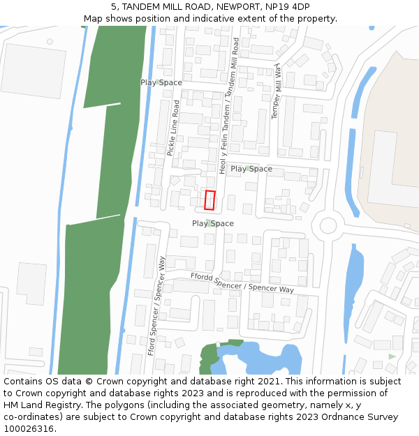 5, TANDEM MILL ROAD, NEWPORT, NP19 4DP: Location map and indicative extent of plot