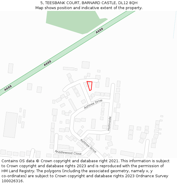 5, TEESBANK COURT, BARNARD CASTLE, DL12 8QH: Location map and indicative extent of plot